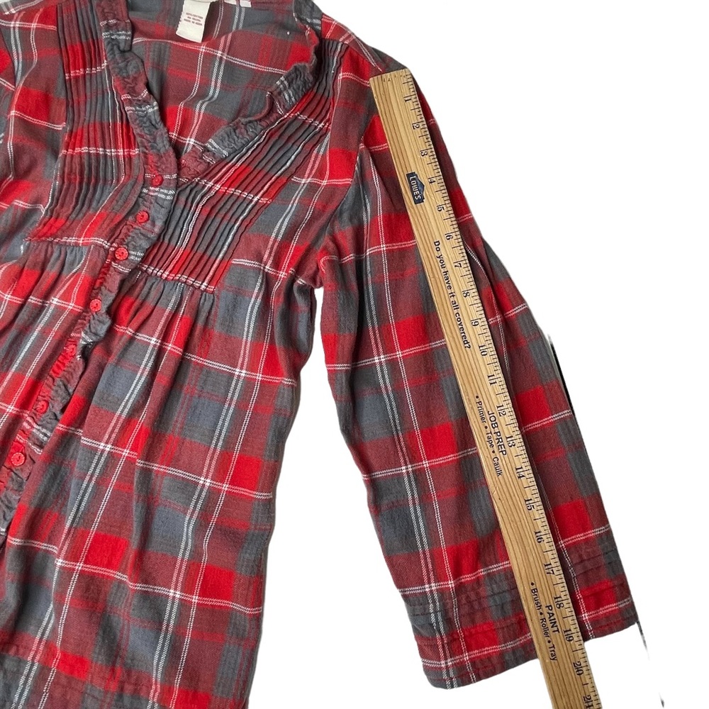 Sundance Red Plaid Cotton Flannel Button Down Top Size Small - Picture 9 of 10